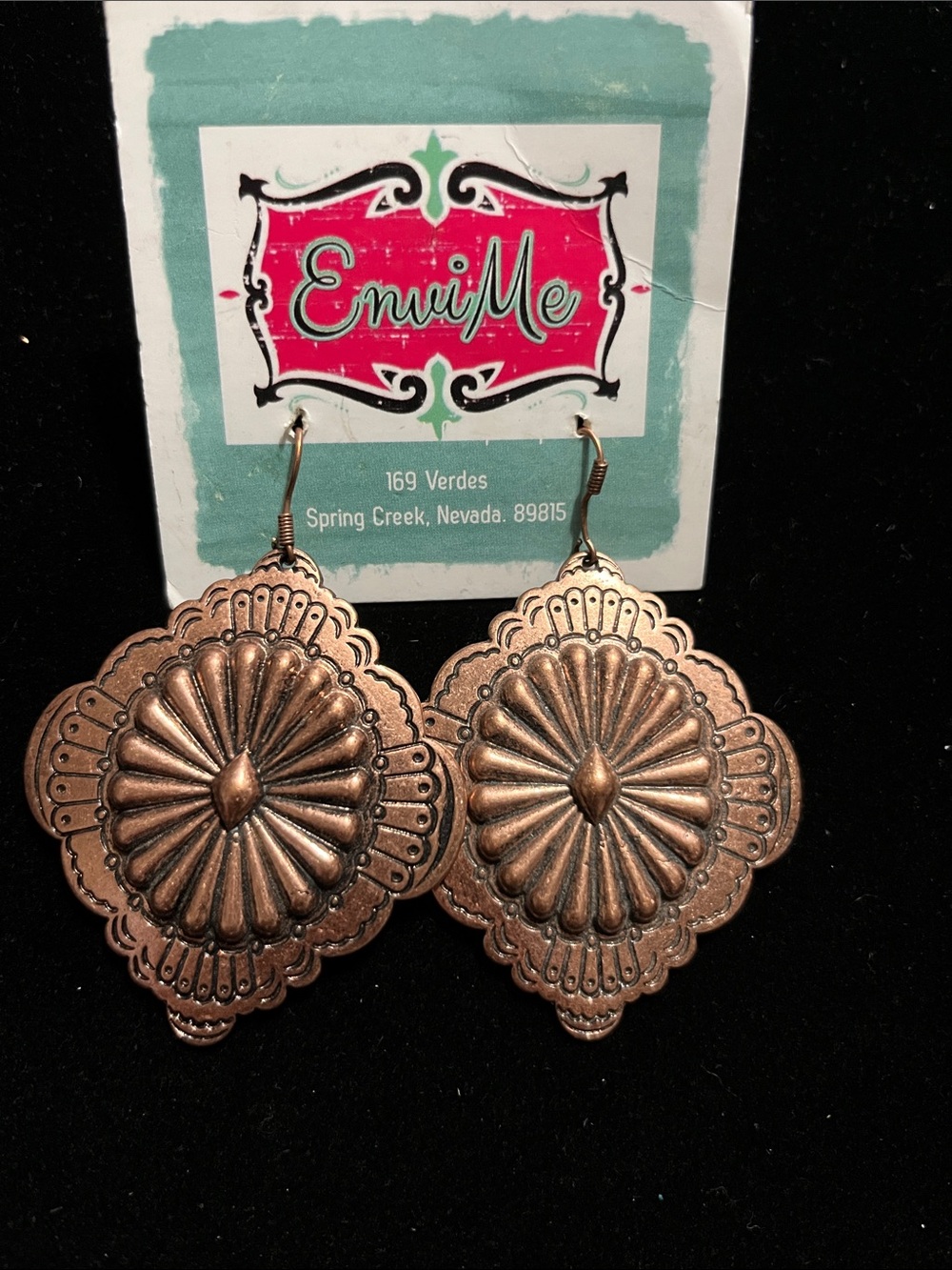 Nicole Copper-Tone Floral Medallion Drop Earrings